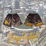 Load image into Gallery viewer, "America's Finest" Brown/Gold Mesh Shorts
